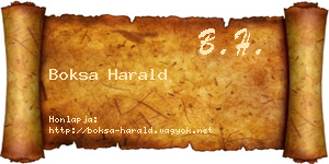 Boksa Harald névjegykártya
